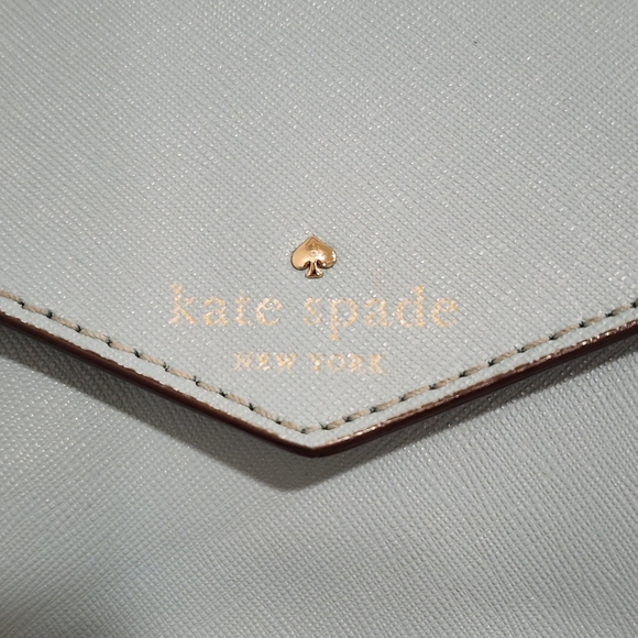 Kate Spade Light Blue Leather Crossbody Bag Envelope Flap Quiet Luxury Garden - Picture 3 of 16
